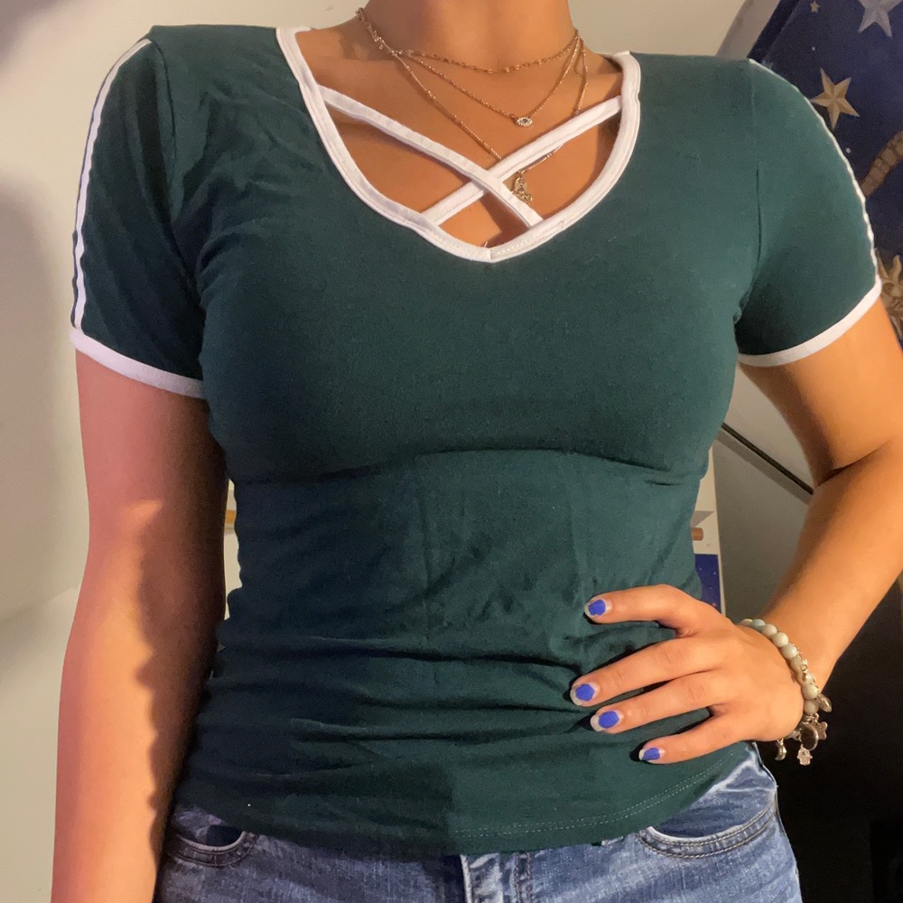 Green Cross-Front Top